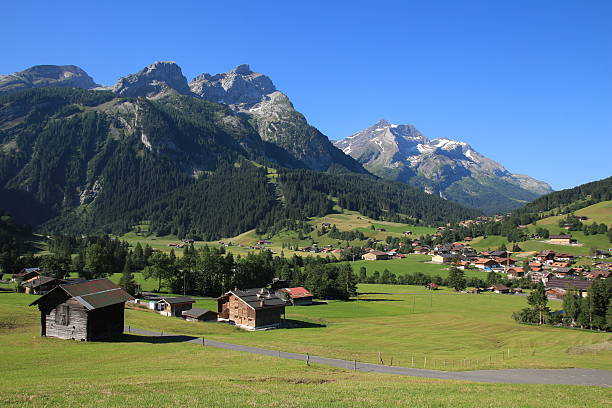 istock Village Gsteig bei Gstaad and high mountains 480779398
