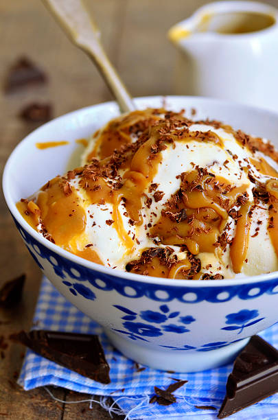 istock Vanilla ice cream with caramel and chocolate. 480779440