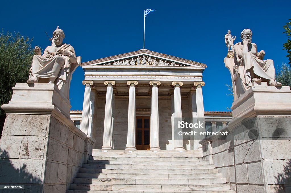 Academia de atenas, la principal temple. Grecia. - Foto de stock de Sócrates - Filósofo libre de derechos