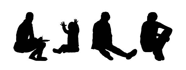 set di silhouette di persone a sedere all'aperto 5 - illustrazione arte vettoriale