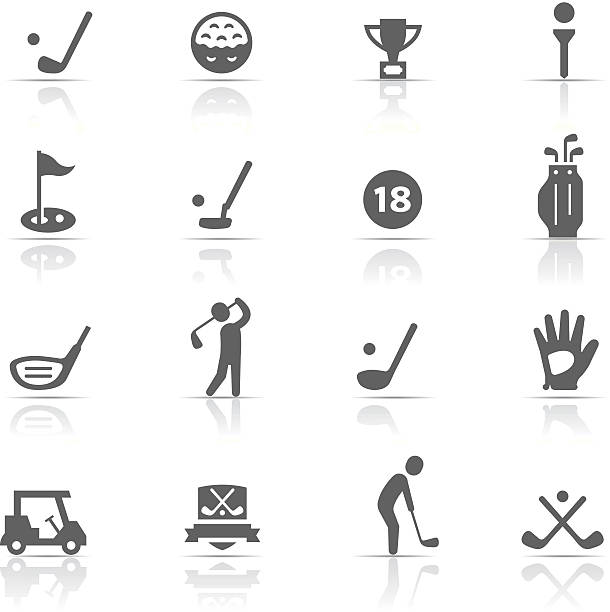zestaw ikon, golf - putting golf golfer golf swing stock illustrations