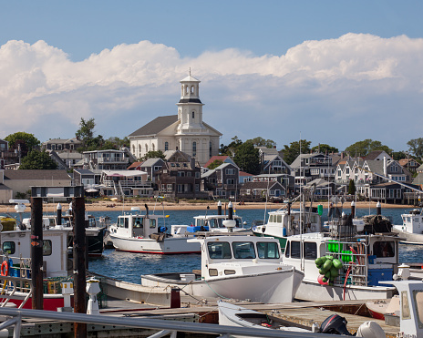 Provincetown Harbor Town View.  Taken from the warf looking north to the town.