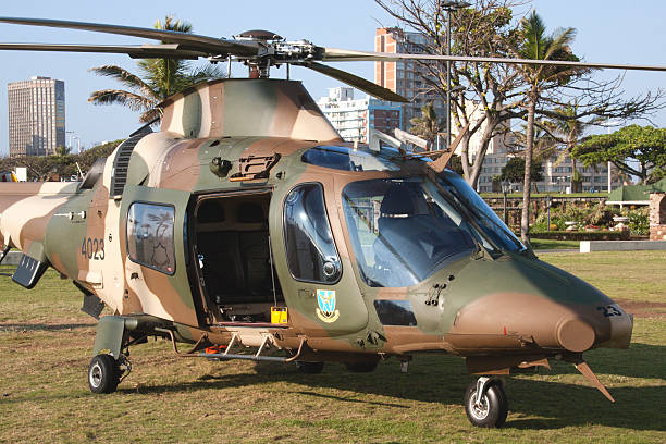 Helicopter at sunset with the mountains of Rio de Janeiro in the background