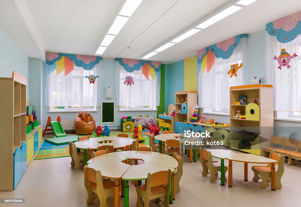 classrooms in kindergarten Preschool Building Stock Photo