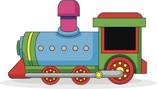 ilustrações, clipart, desenhos animados e ícones de trem de brinquedo - commercial land vehicle man made object land vehicle rail freight