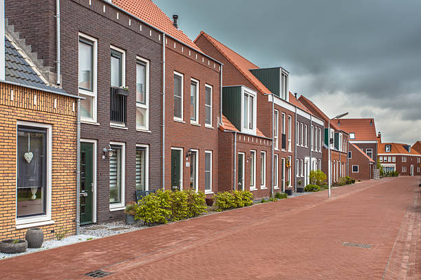 New Town Neighborhood Modern village street in Contemporary Vintage Traditional Style friesland netherlands stock pictures, royalty-free photos & images