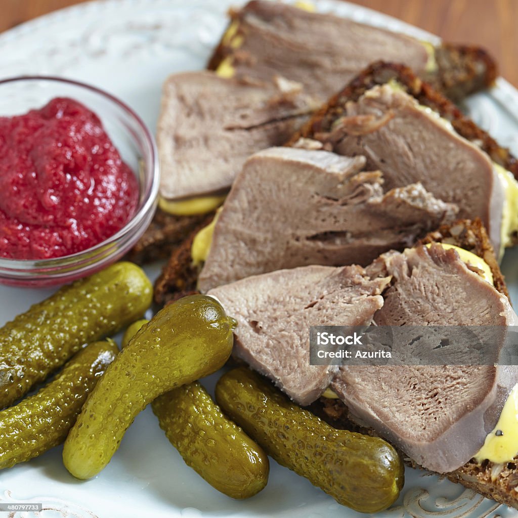 Sandwiches with pork tongue Animal Mouth Stock Photo