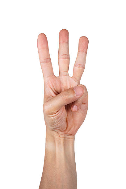 istock Three fingers sign by hand isolated on white 480797982