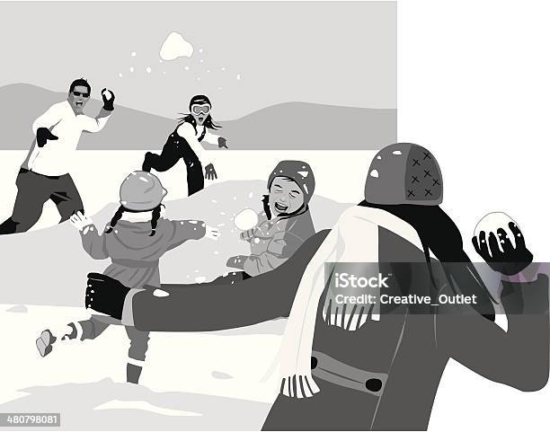 Battaglia A Palle Di Neve - Immagini vettoriali stock e altre immagini di Abiti pesanti - Abiti pesanti, Adolescente, Ambientazione esterna