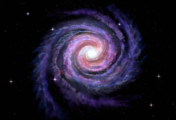 galassia a spirale, illustrazione di via lattea - galassia foto e immagini stock