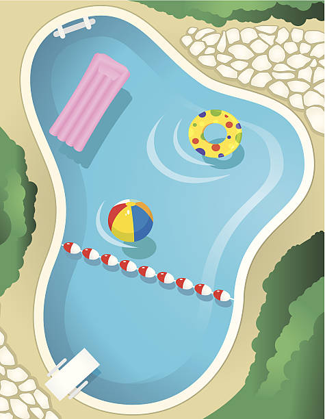ilustrações, clipart, desenhos animados e ícones de piscina, c - nobody inflatable equipment rope