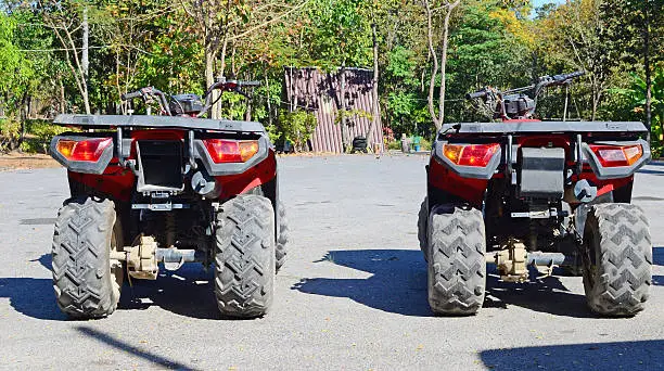 row of ATV in the park