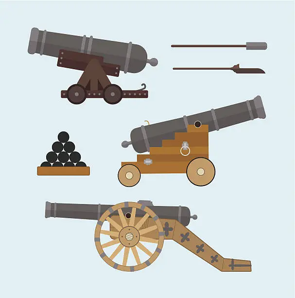 Vector illustration of Cannons flat style