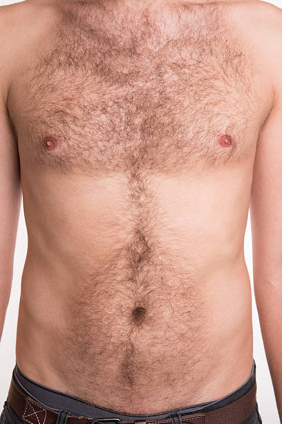 uomo unshaven addome e il torace - hairy men shaving chest foto e immagini stock