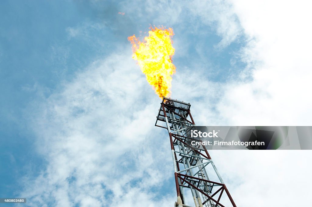 Buring Oil Rig Natural Gas Buring On A Platform Stock Photo - Download Image Now ...