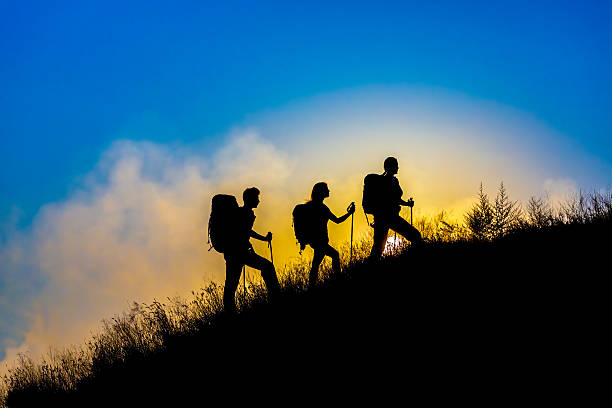 istock Three people family silhouettes on vacation 480809000