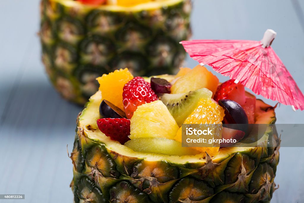 Fresh fruit salad served in bowls with fresh pineapple 2015 Stock Photo