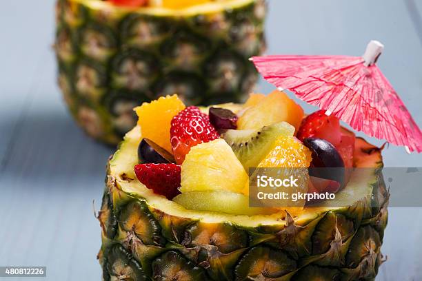 Fresh Fruit Salad Served In Bowls With Fresh Pineapple Stock Photo - Download Image Now