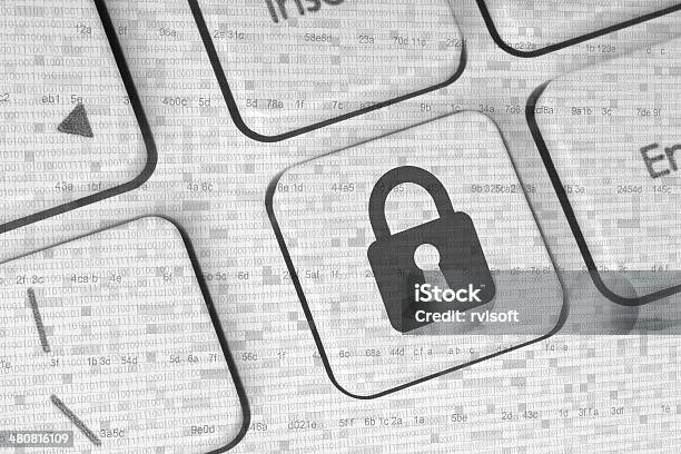 Lock On A White Keyboard Stock Photo - Download Image Now - Abstract, Accessibility, Close-up