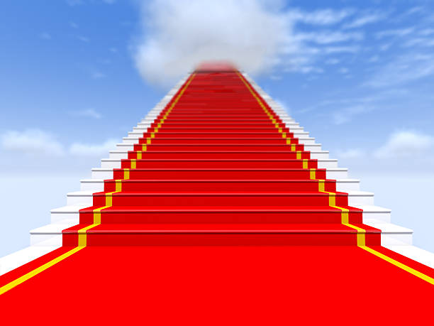 Stairs, red carpet, the sky with clouds - as the path to glory.