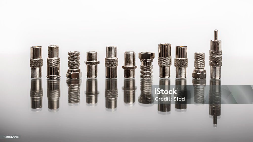 Coaxial connectors Coaxial connectors for tv and video 2015 Stock Photo