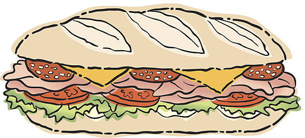 illustrazioni stock, clip art, cartoni animati e icone di tendenza di panino sub c2 - panino submarine