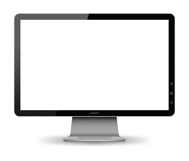 monitor de la computadora aislada en blanco (clipping path (borde de corte)). - pc fotografías e imágenes de stock