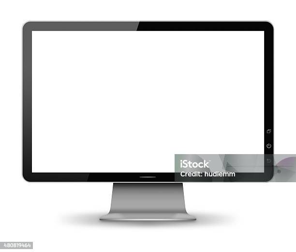 Blank Computer Monitor Isolated On White Background Stock Photo - Download Image Now