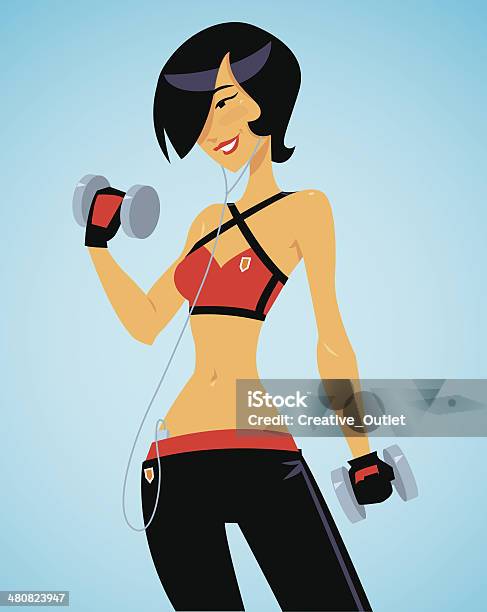 Woman Hand Weights C Stock Illustration - Download Image Now - 20-29 Years, 30-39 Years, Adult