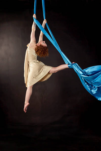 istock Cute girl training on aerial silk 480824204
