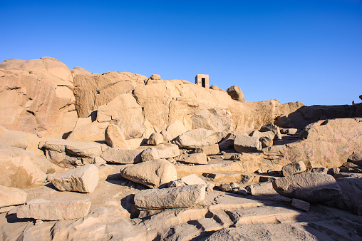 Ancient ruins around the Unfinished Obelisk in Aswan, Egypt