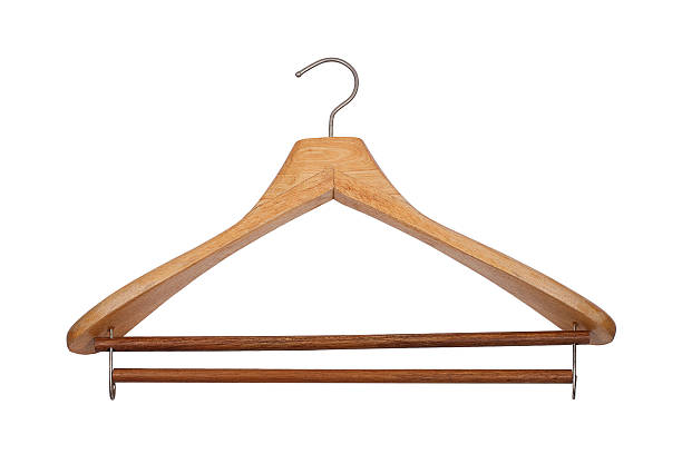 istock Wooden hanger isolated on white 480830292