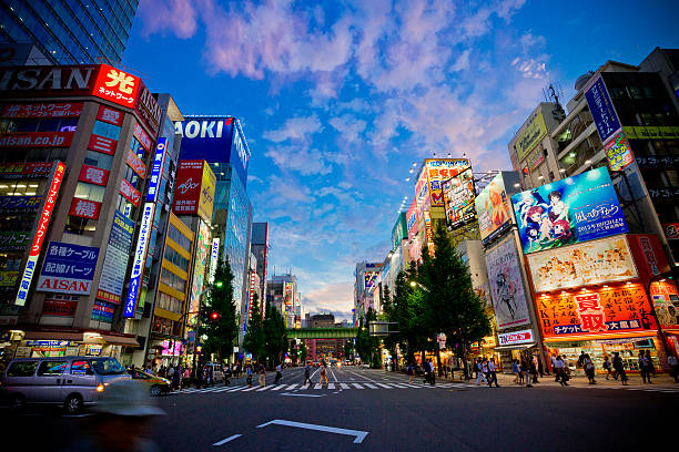 Tokyo, Japan - Oct 9, 2012: Akihabra district of Tokyo by night also known as \