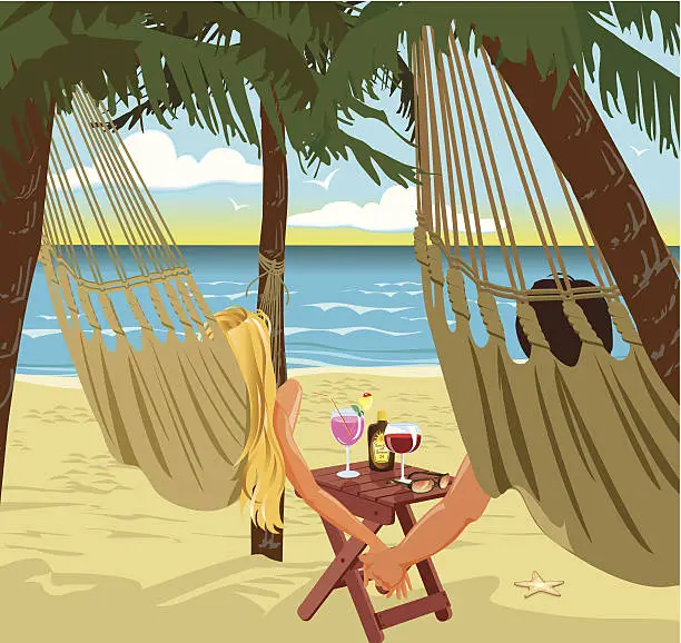 Vector illustration of Couple Hammocks C