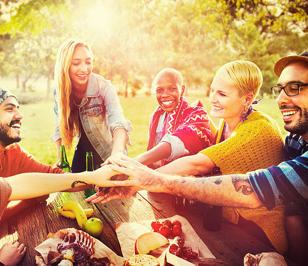 Friends Outdoors Camping Teamwork Unity Concept