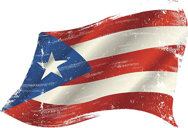 Vector illustration of Puerto rico grunge flag