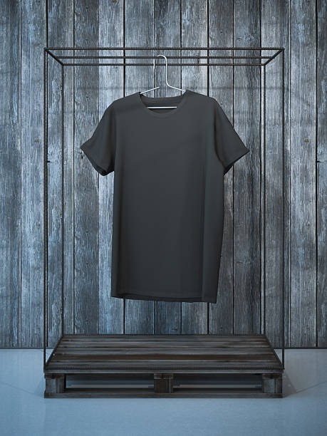 istock Blank black t-shirt on hanger. 3d rendering 480841084