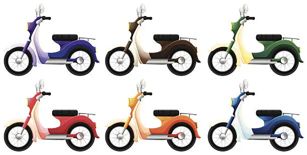 Vector illustration of Colorful scooters