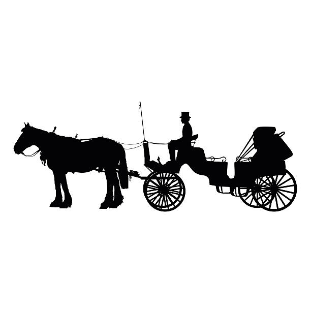 ilustrações, clipart, desenhos animados e ícones de cavalos e buggy - carriage