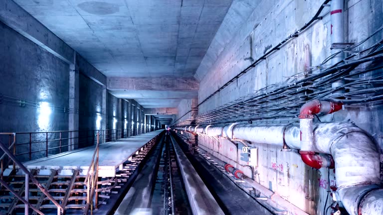 fast motion of underground railway, time lapse