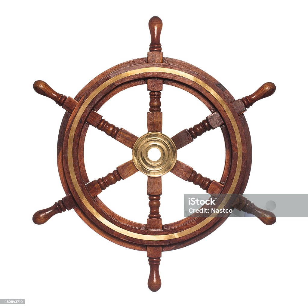 Steering wheel Close up of wooden steering wheel isolated on whire background Steering Wheel Stock Photo