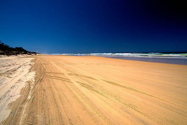 4 wheel driving on the beaches of Fraser Island, Australia stock photo