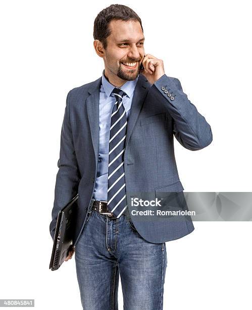 Smiling Businessman Talking On The Phone Isolated Stock Photo - Download Image Now