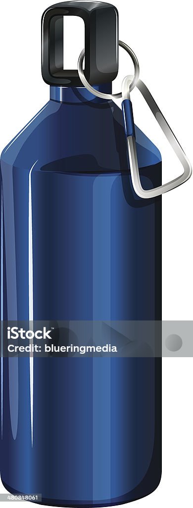 Bouteille bleue avec un porte-clés - clipart vectoriel de Bouteille isotherme libre de droits