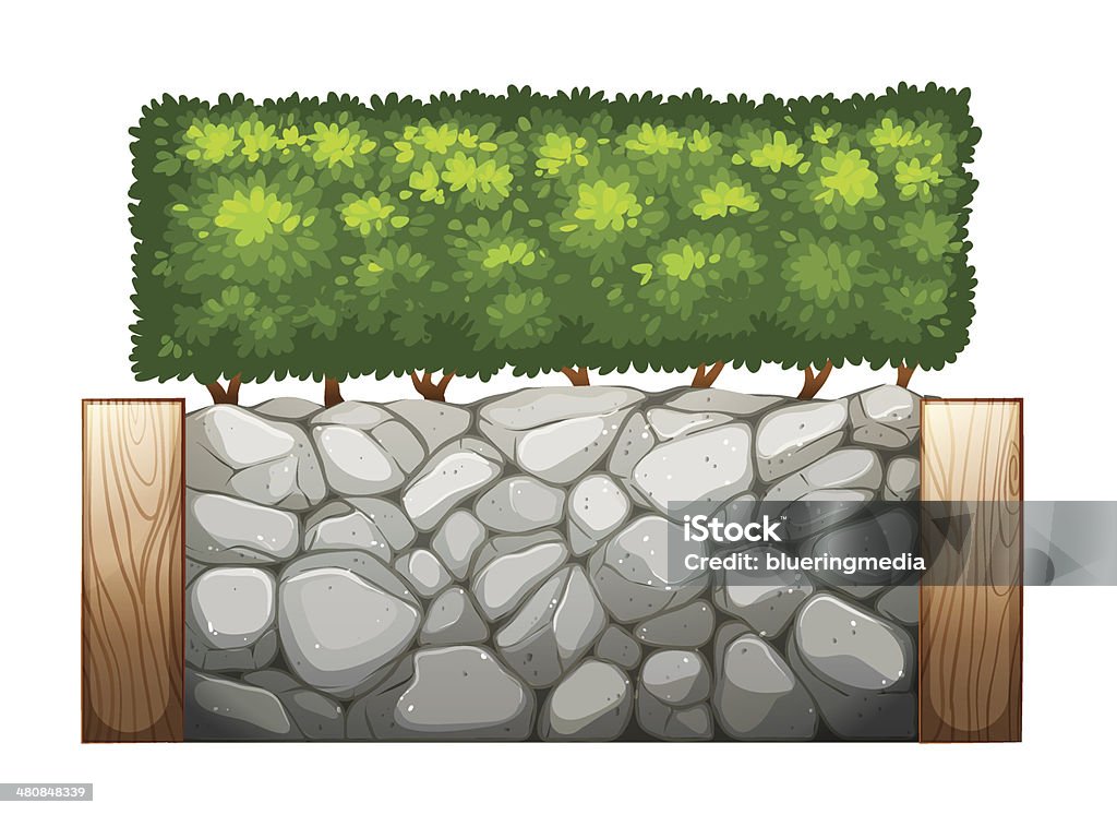 Stonewall with plants Illustration of a stonewall with plants on a white background Stone Wall stock vector