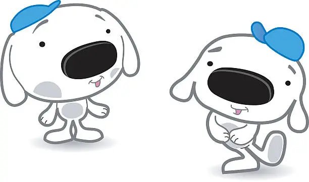 Vector illustration of cute dancing dogs