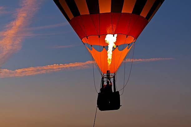 Hot Air Balloon Ride at Sunset stock photo