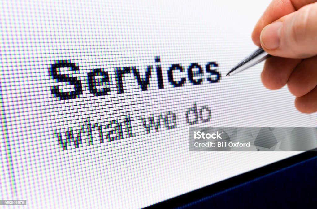 Services on website Services on website showing link to page with hand and pen 2015 Stock Photo