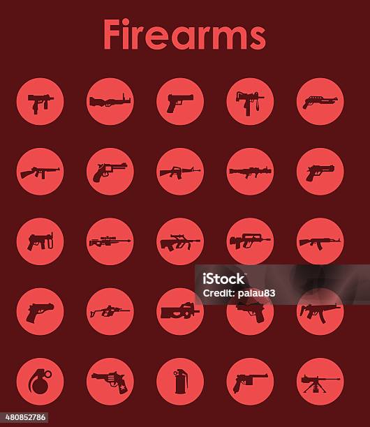 Set Of Firearms Simple Icons Stock Illustration - Download Image Now - Abstract, Ammunition, Army