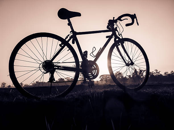 istock bicycle on rural straw landscape image with Silhouette  morning 480855828